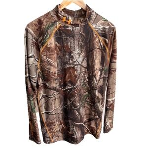 Under Armour Shirt Men XL Long Sleeve Brown Infinity Camo Coldgear Hunting